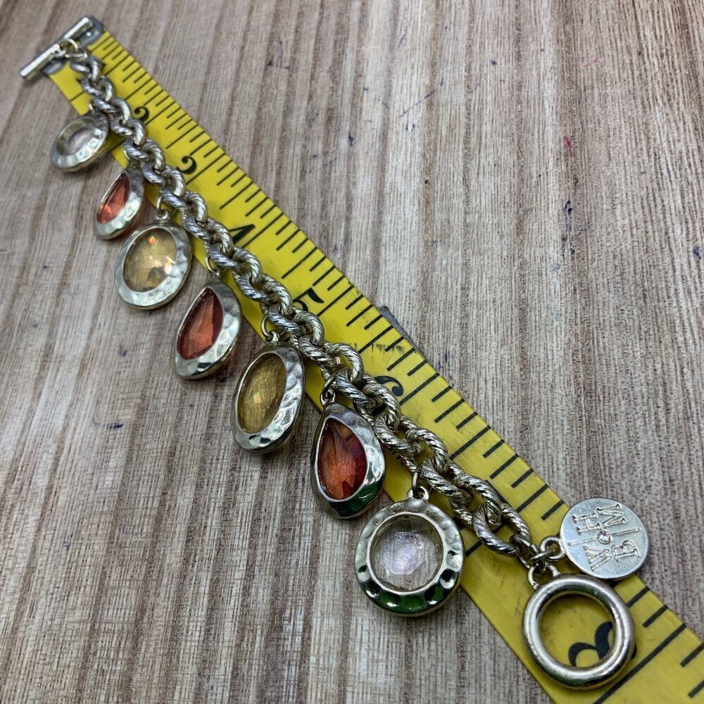 WHBM Gold Tone Orange, Yellow Faceted Dangle Bracelet - Picture 3 of 5